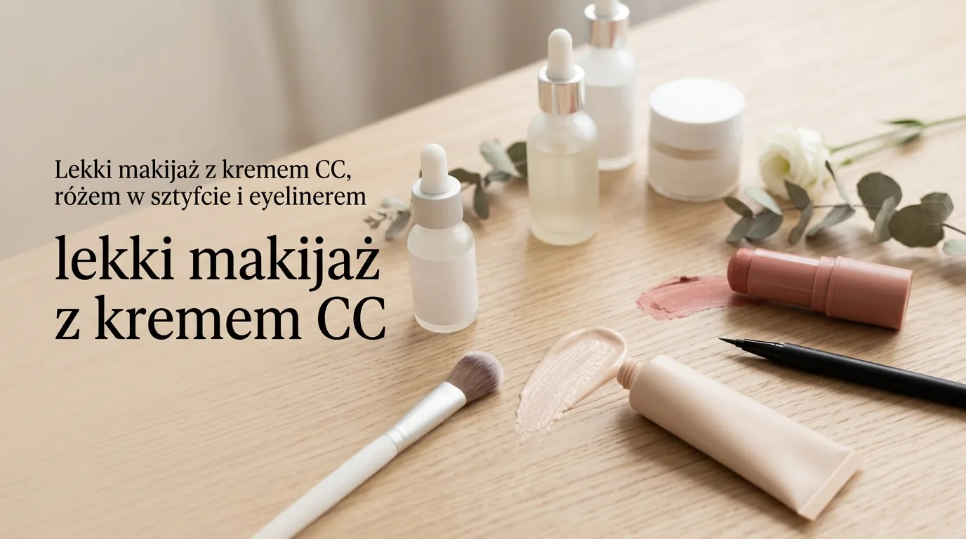 Lekki makijaż z kremem CC, różem w sztyfcie i eyelinerem