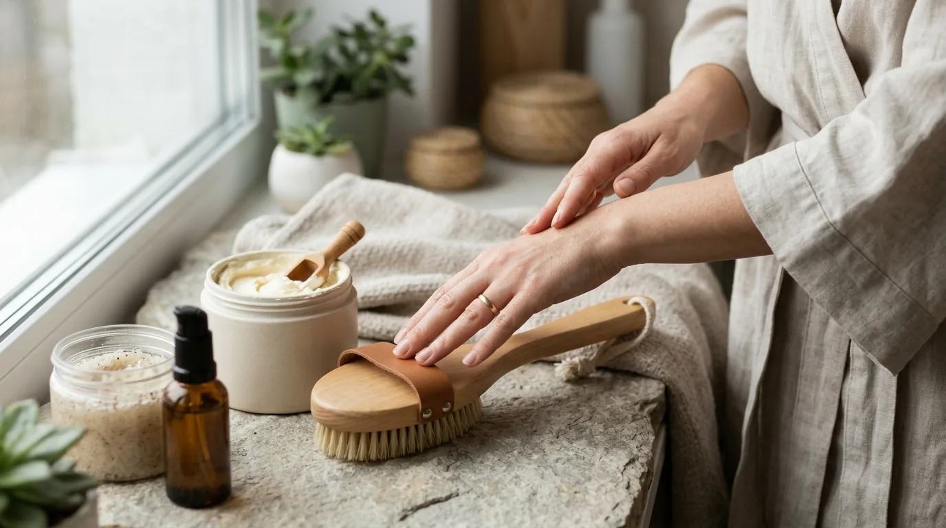 Szczotkowanie na sucho i krem Esthederm: pielęgnacja przy cellulicie